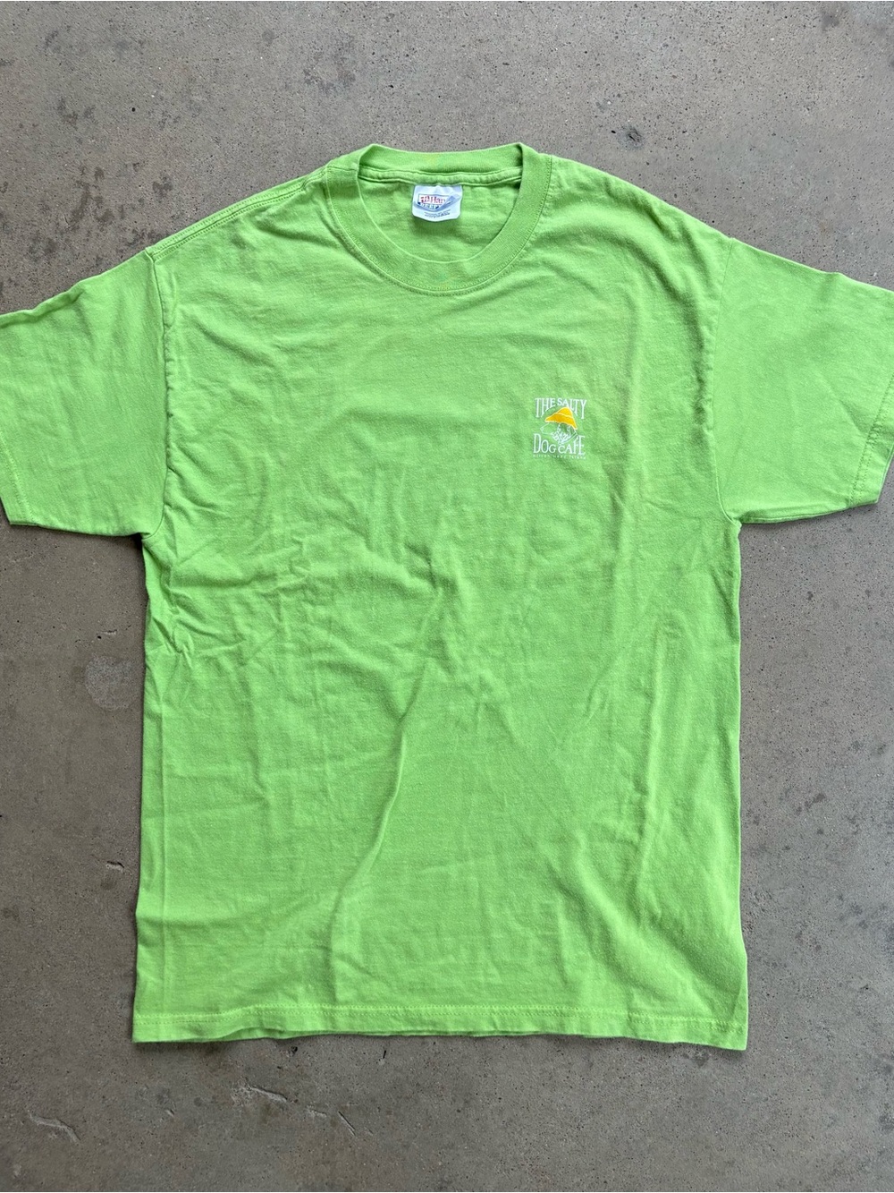 Salty Dog Cafe T-Shirt Men's Size Medium Hanes Beefy-T Lime Green Hilton Head 89